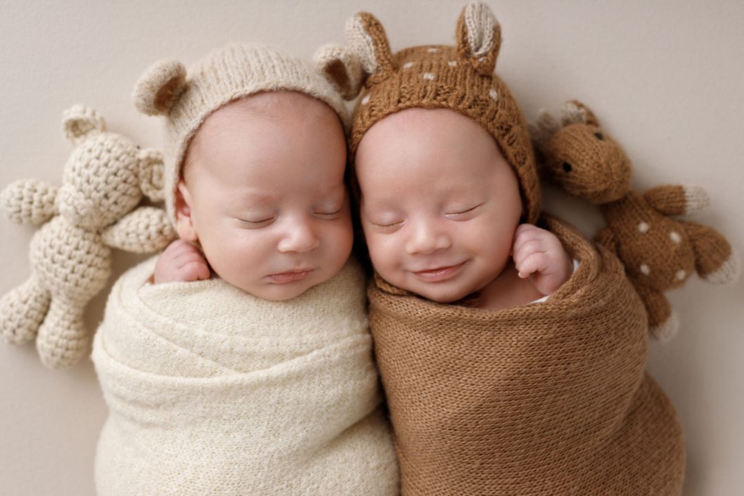 Newborn photography in warm natural tones at Studio Muffin, Saburtalo