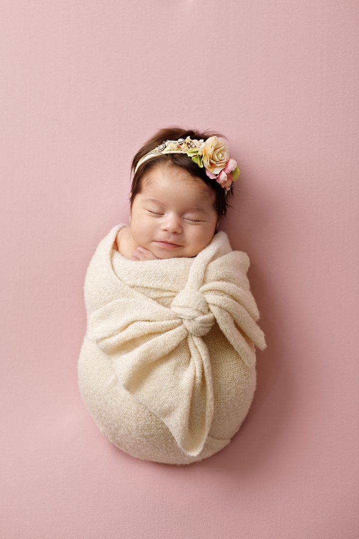 Swaddled newborn sleeping peacefully — Tbilisi newborn photography